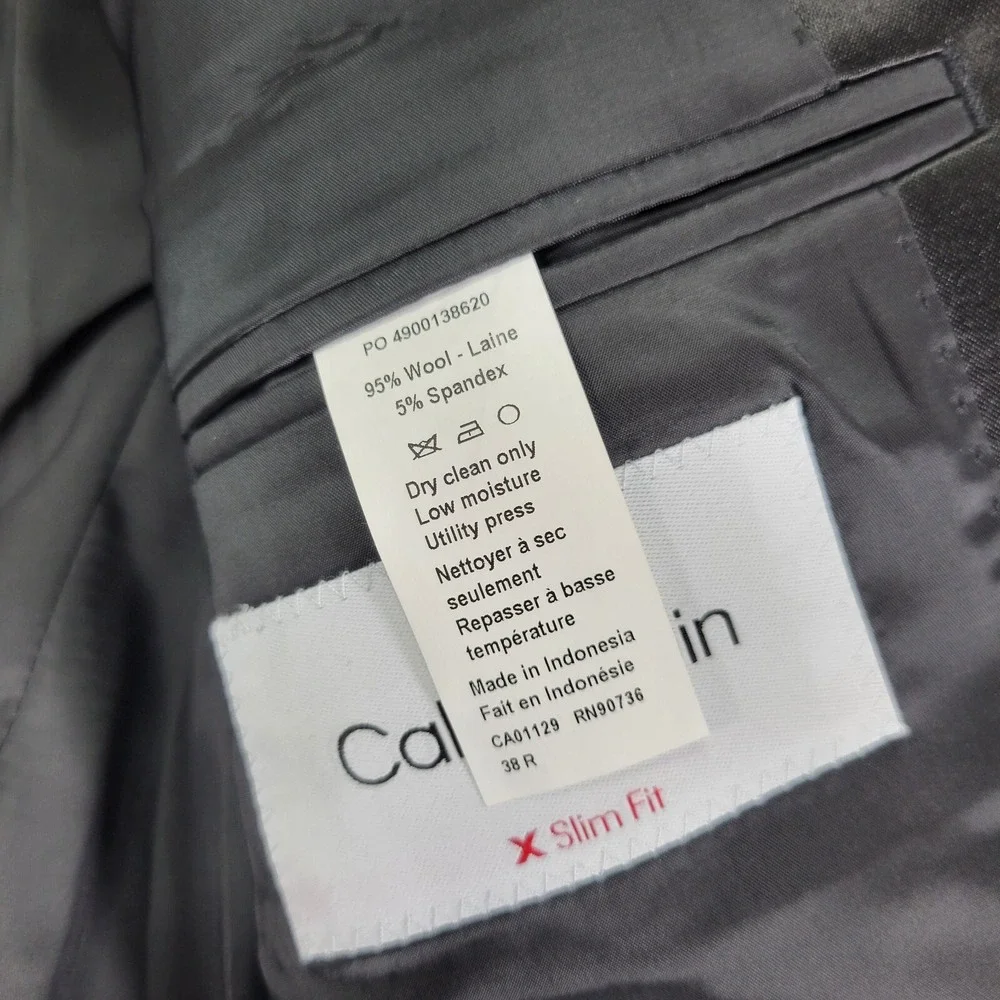 Calvin Klein Men's Tuxedo Jacket MAIN Two Button Black Wool Blend‎ 38R NEW